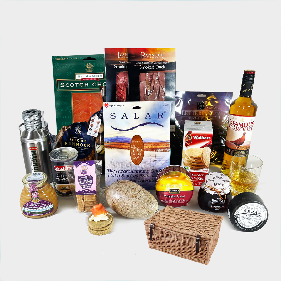 The Highlander Hamper in a Basket