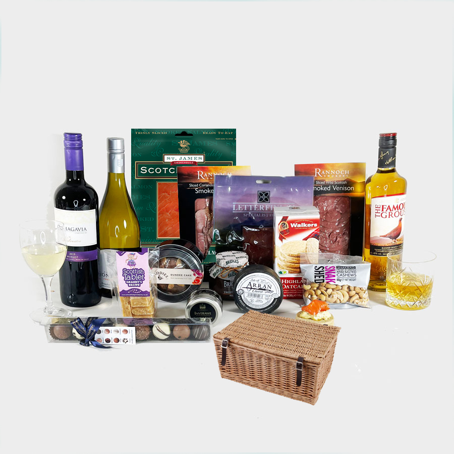 The Laird's Lunch Gold Hamper in a Basket