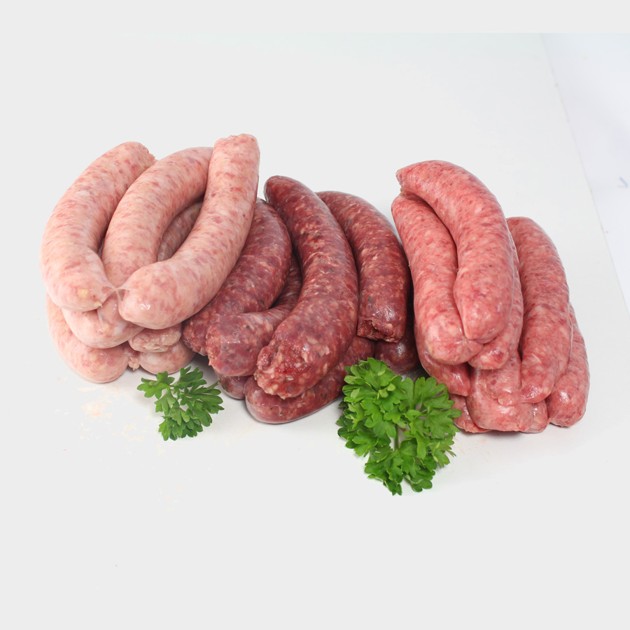 Trio of Beef, Pork and Venison Sausages
