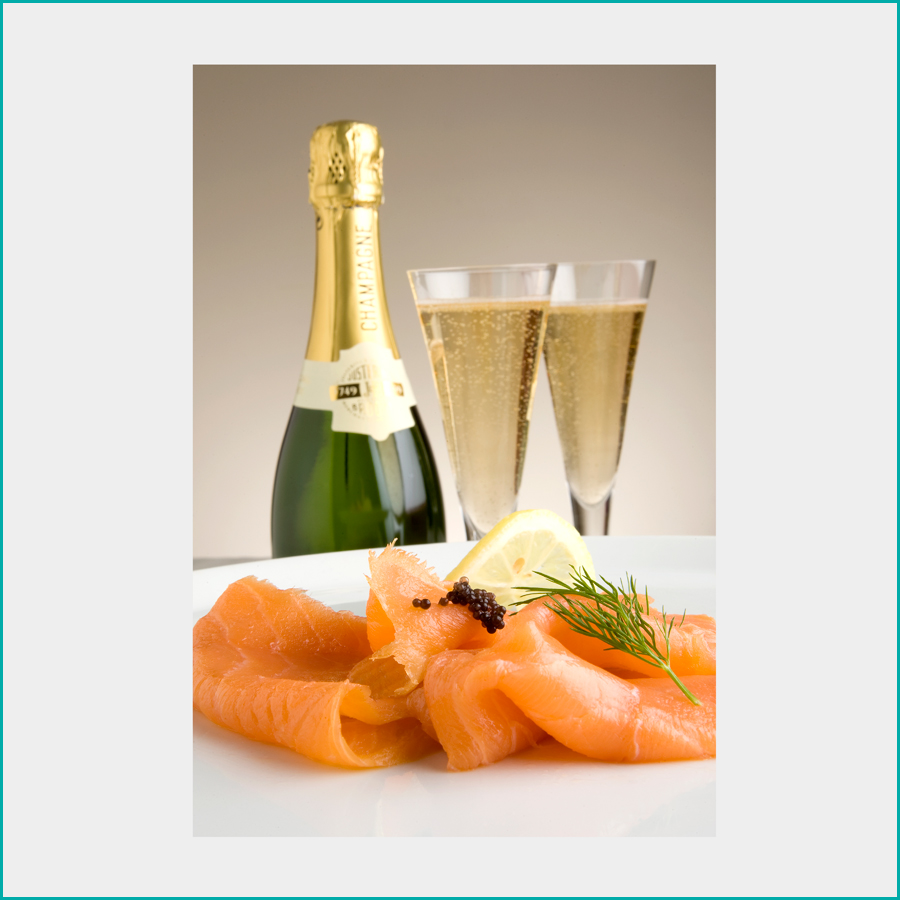 Champagne and smoked salmon